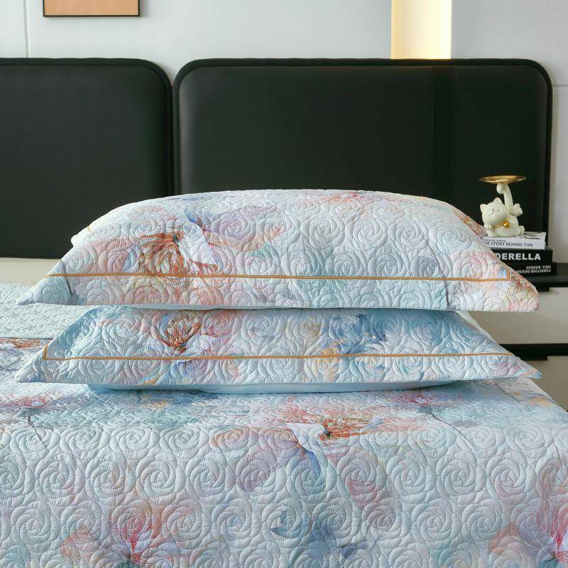 轻新款高档盖玉锦SWX缎床三件套单欧式奢风件加厚夹棉床单双人床