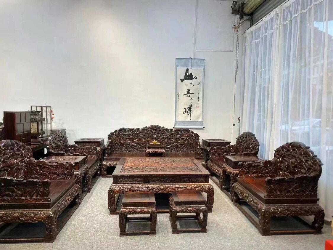 老挝大红酸枝交趾黄檀沙发客厅沙发别墅大沙发清式明式家具