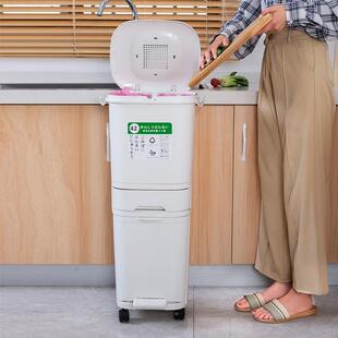 用厨分房垃圾干湿离垃圾分类家用有GZF带盖一体大号日式专桶双层