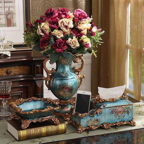 欧式果盘三DYM件套几件烟灰缸纸巾盒套摆装干果果盘水盘客茶厅奢