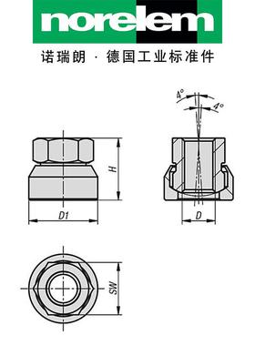 M无品牌/norelem德国原厂直诺瑞朗NL70265六供角螺母带球面接头
