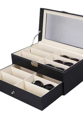 多AQP格墨眼镜收纳盒12位双层眼镜收纳盒阳镜镜收示纳太展盒眼镜