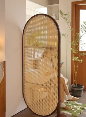 中古藤屏隔断编法式客厅入户对门ZWU遮挡风宋美学移动折玄叠关卧