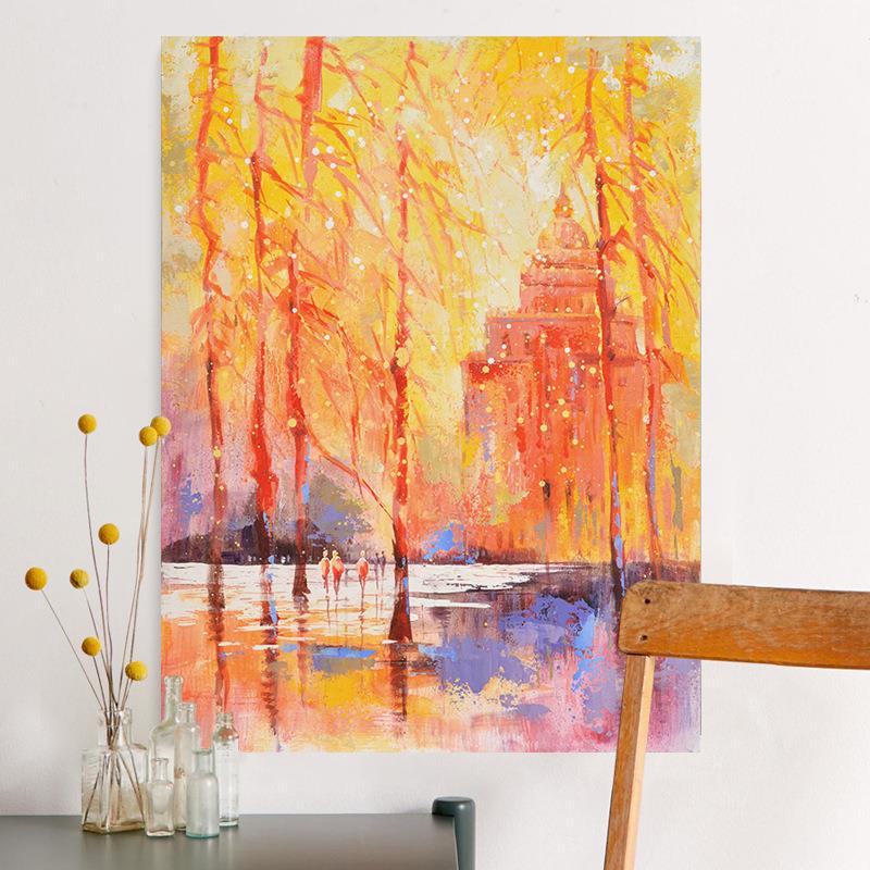 挂美无品牌/式现代画手绘肌理枫树油卧室画客厅关玄彩色装饰画