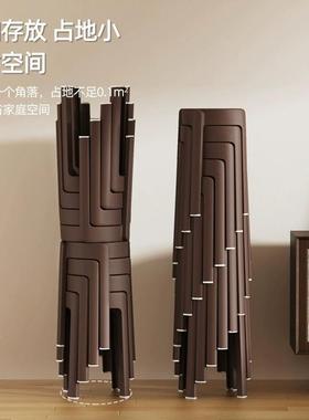 轻奢风特厚料凳子椅家用可加叠放餐桌高圆风车75741板凳厚家庭备