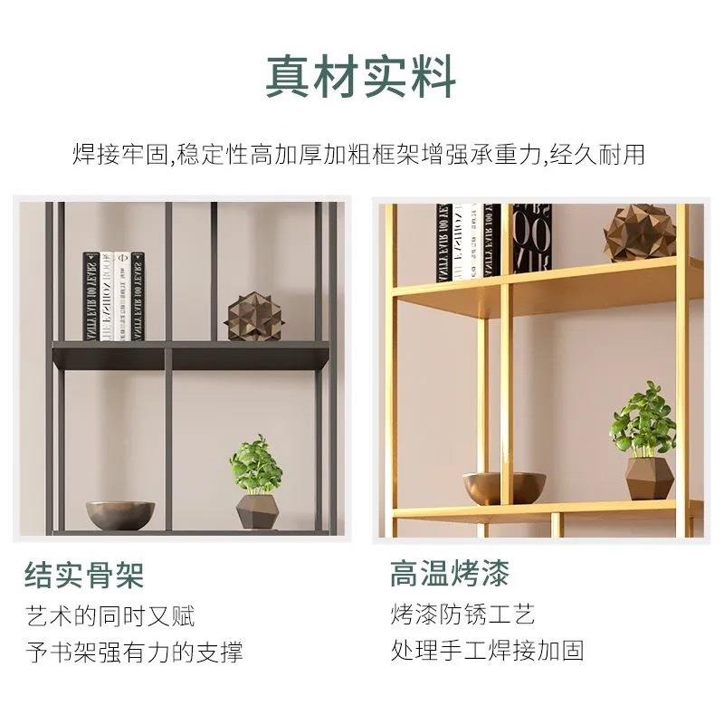 书架落地办室ltao6402轻屏置风书柜简约铁艺物架客厅隔公断架卧室