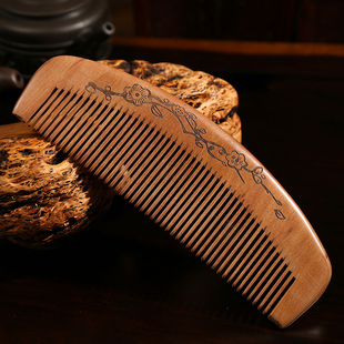 速发家用大号头木梳檀木梳子檀香脱梳静电卷发木发按摩木桃男防