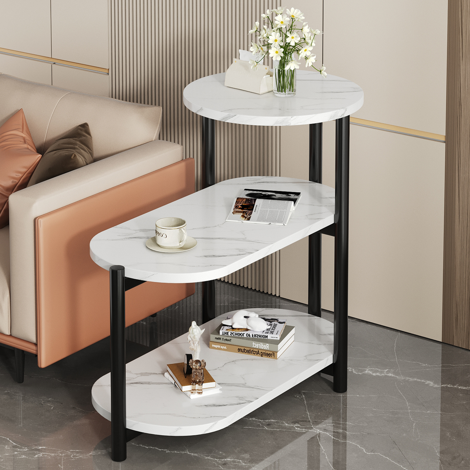 速发沙发边柜侧边旁轻级高奢感客厅小茶几沙发柜边的边柜置物架小