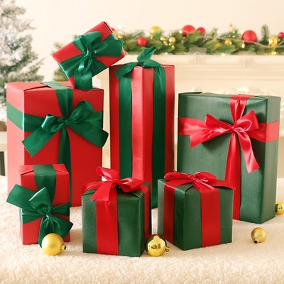 速发景诞礼物盒礼品盒礼物包7件套新场龙年装饰商年橱窗场圣装饰
