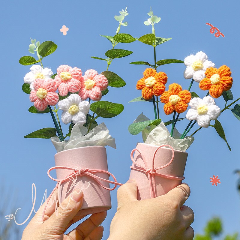速发六一节儿童手工礼物创意礼品编织毛线花半成品送妈妈礼物