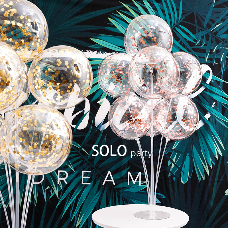 速发桌飘透置波波气球装饰照日派对场景布明拍生道具野餐用品