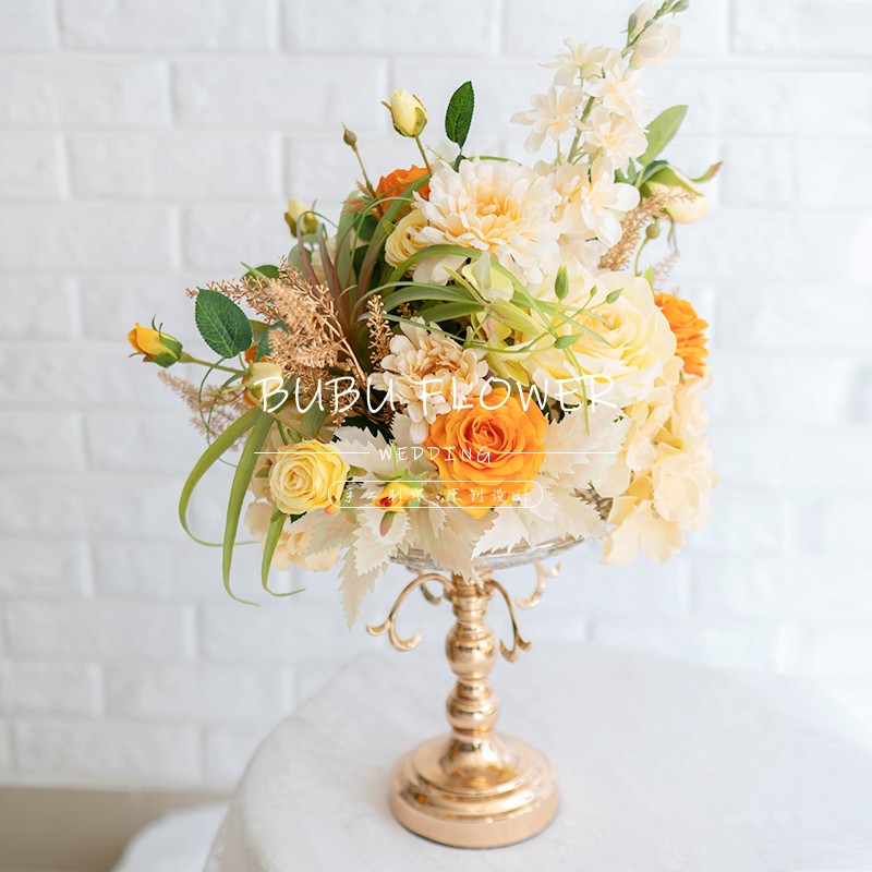 速发桌假花路引花花球婚创礼意花花餐厅酒店桌面装饰摆放花艺套装