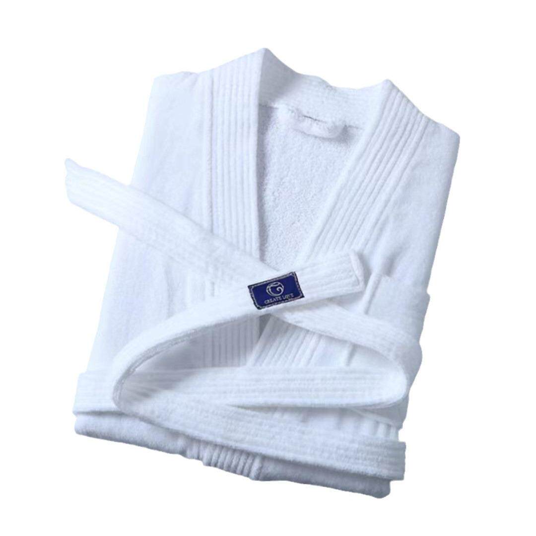 纯棉浴袍美容院酒店全棉加厚吸水浴衣白色长款洗澡睡袍女款