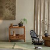 日式 侘寂风榻榻米座椅休闲椅民宿阳台藤椅单人沙发椅转转靠背椅子