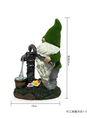 户外太阳能灯花园树脂摆件小矮人工艺品卡通雕像庭院侏儒装饰摆件