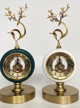 轻奢台式座钟客厅家用钟表摆件桌面时钟简约风小座钟简约静音台钟