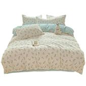 新款 植物羊绒印花居家四件套床品套件被套床单亲肤宿舍床上用品4