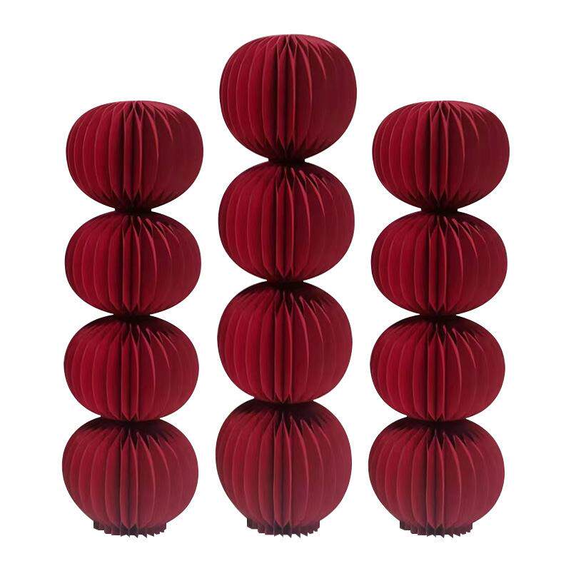 婚庆装饰折叠灯笼球立柱婚房布置中式婚礼迎宾区路引订婚宴柱子