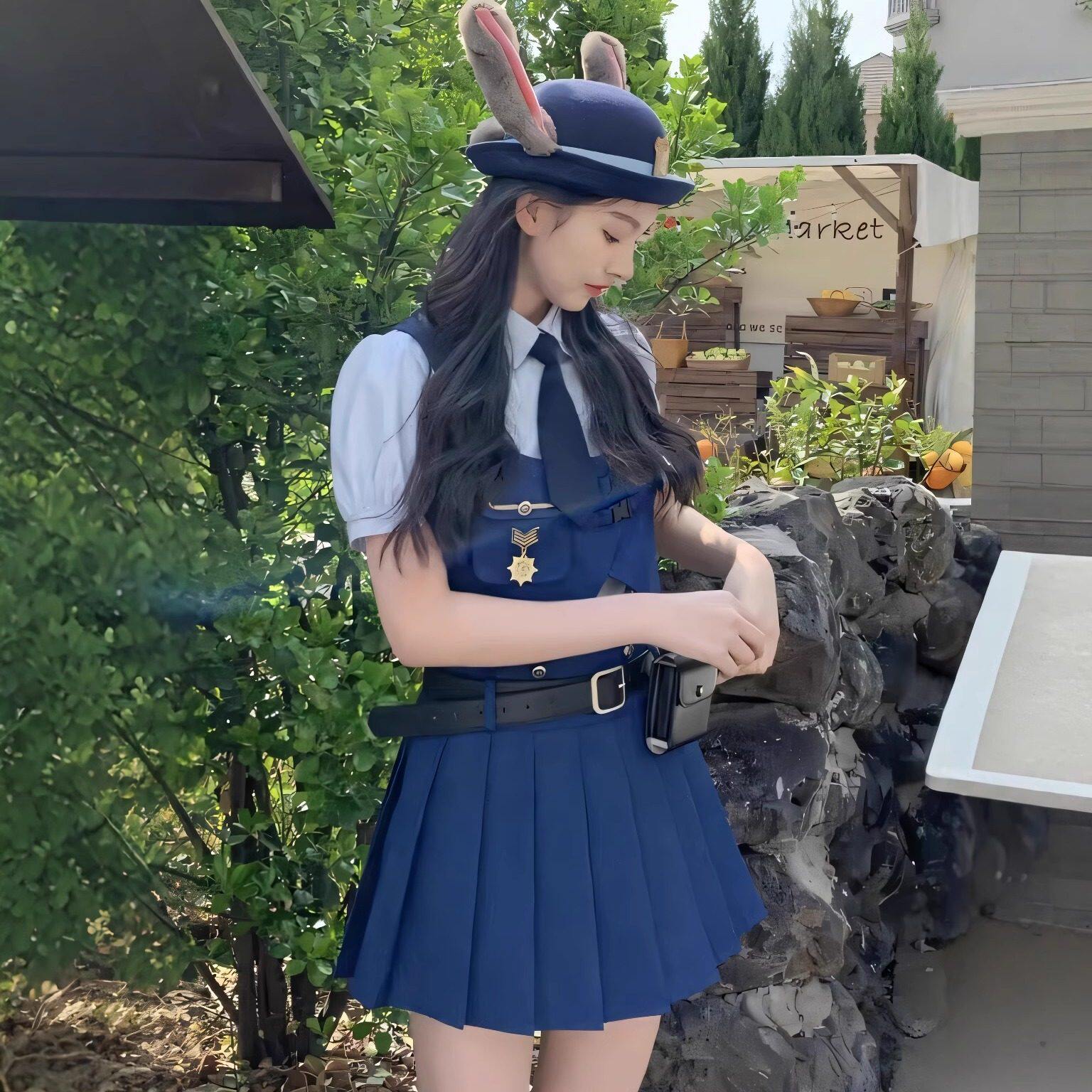 疯狂动物城衣服朱迪cos服兔子女警官动漫展成人儿童万圣节套装裙