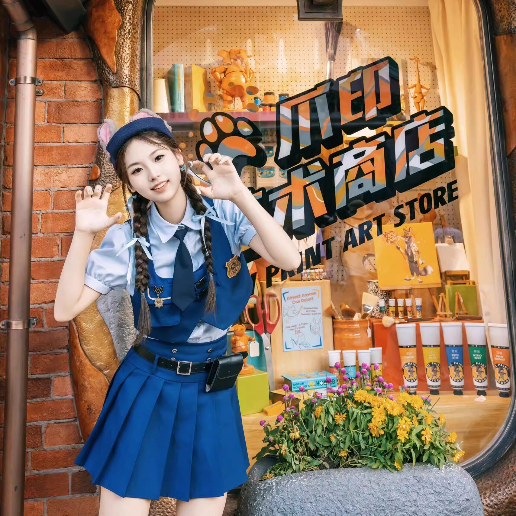 兔子警官衣服成人动漫展朱迪cos学院风学生校服马甲百褶裙套装裙