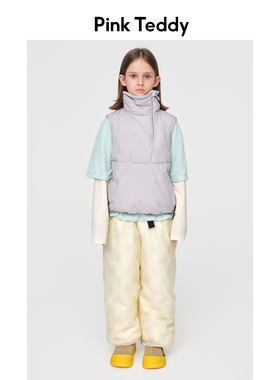 PinkTeddy童装女童羽绒服新款保暖儿童羽绒马甲冬季加厚百搭外套