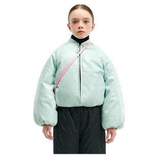 PinkTeddy童装女童羽绒服飞行员立领再生pu夹克儿童冬季加厚外套