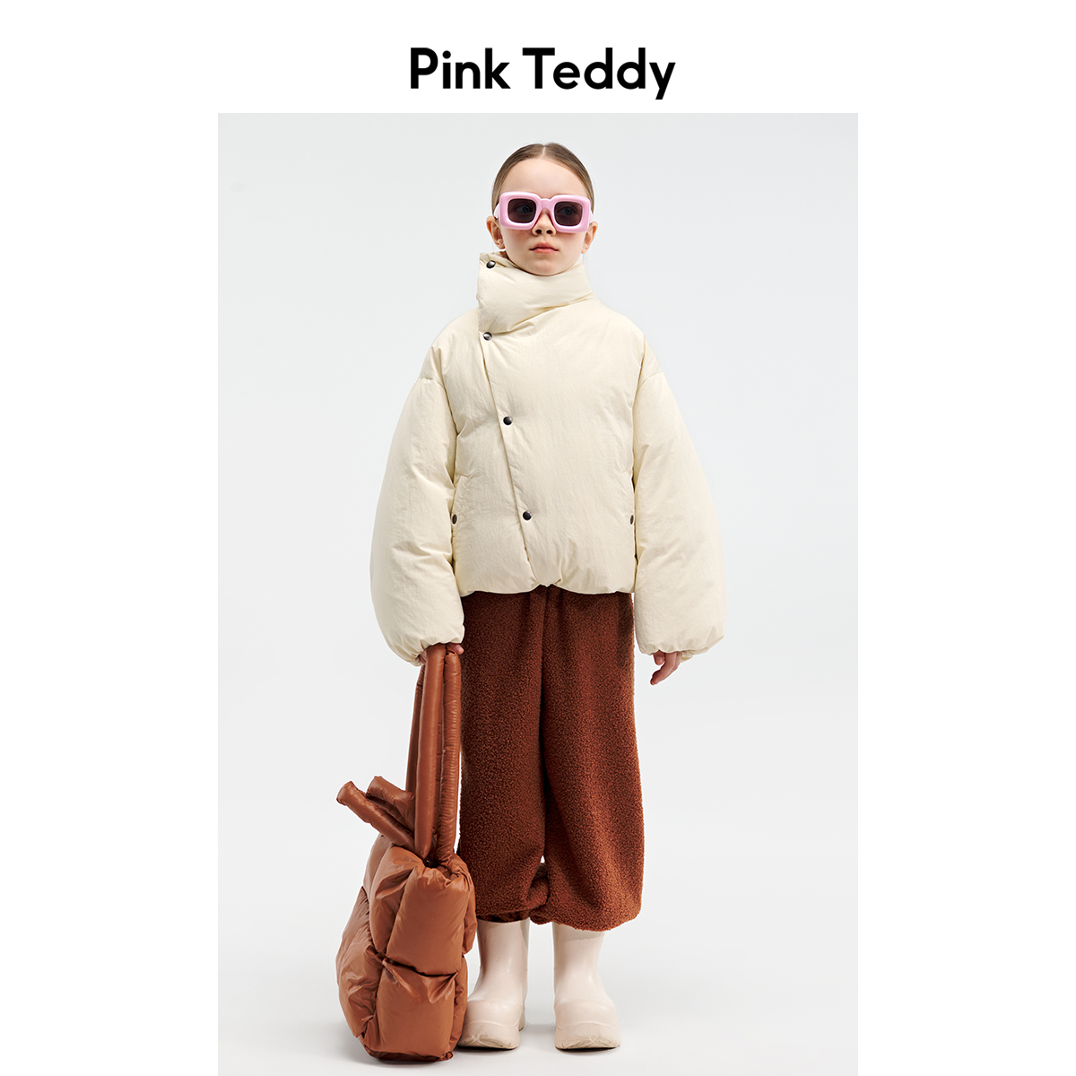 PinkTeddy儿童斜门襟立领羽绒服