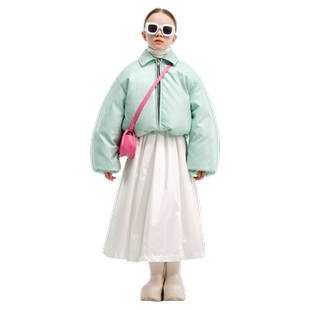 PinkTeddy童装女童羽绒服飞行员翻领皮衣夹克儿童冬季保暖外套