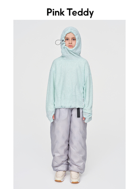 PinkTeddy童装儿童轻量化保暖P绒卫衣女童户外透气运动连帽打底衫