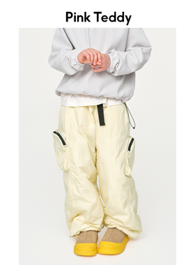 PinkTeddy童装口袋工装羽绒裤冬季新款儿童女童黄色保暖长裤子