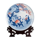 景德镇陶瓷赏f盘坐盘挂盘手绘青花瓷盘子客厅玄关装 饰品摆件工艺