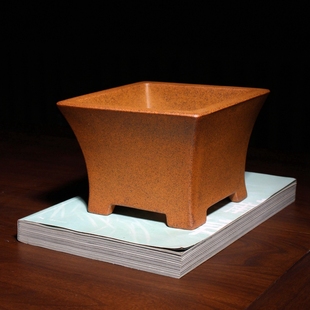 收腰四方形精品紫砂花盆小盆景盆栽多肉菖蒲树桩R松柏柴烧透气简