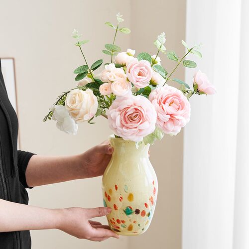 高级感中古简约现l代玻璃花瓶客厅桌面水养插花奶油风家居装饰摆
