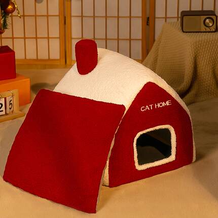 猫窝秋冬季保暖封闭式猫屋可拆洗小型犬房子别墅狗窝冬天四季通用