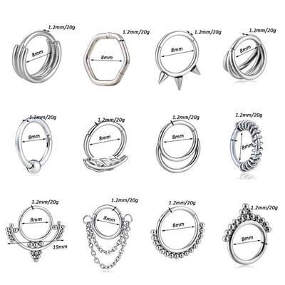 1Pc Titanium Steel Nose Ring Nase Septum Piercing Ring Leaf