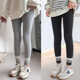 纯色高腰休闲打底裤 中小儿童宝宝加厚磨毛修身 子春秋季 女童洋气裤