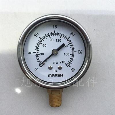 进口马士MARSH马绍恩2.5寸不锈钢压力表0~15/30/60/100/160psi