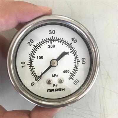原装美国马士Marsh不锈钢压力表气压表0~15/30/60/100/160/600PSI