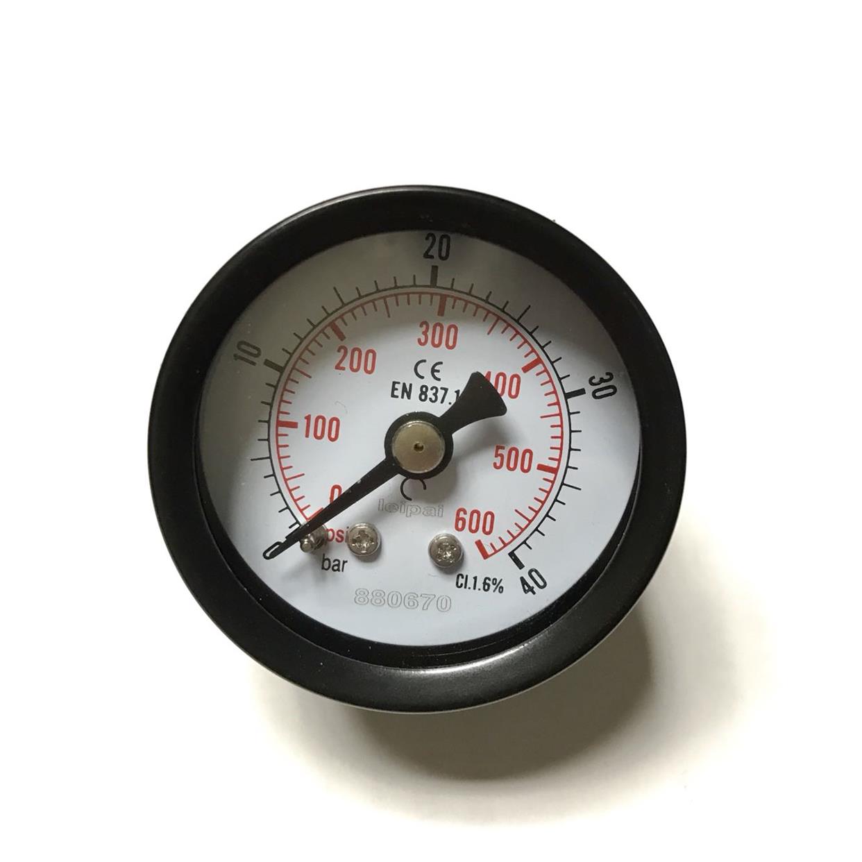 轴向压力表 40mm-42mm 压力40bar 600psi 螺纹 M10x1 水 气 4mpa