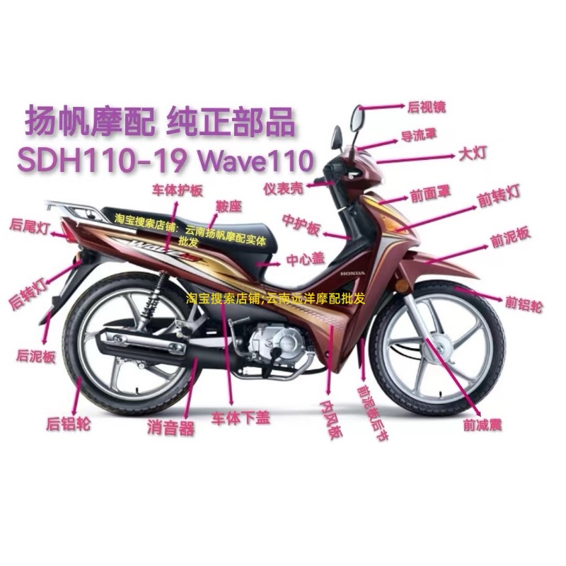 适用新大洲本田摩托车配件威武110 SDH110-19全车塑料外壳挡风板