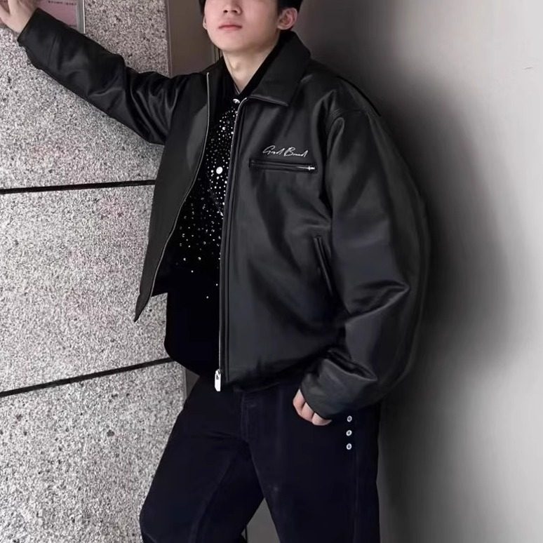 珍珠爵士皮衣夹克外套男女同款
