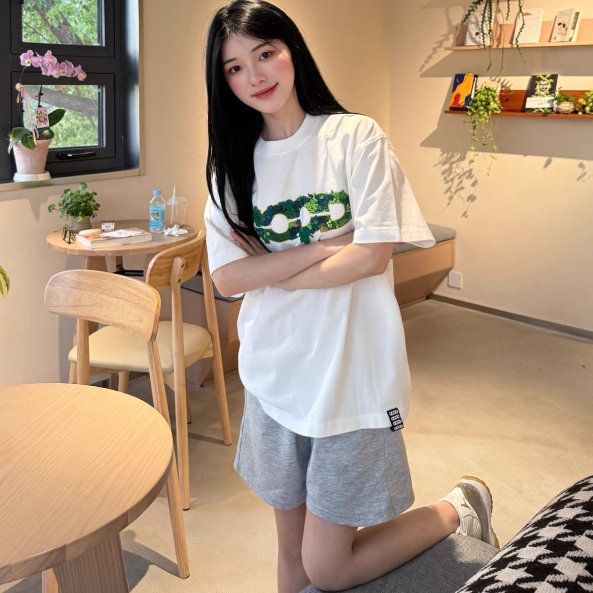 GOODBRANCH 25SS绿植立体地球刺绣提花毛巾绣LOGO宽松短袖T恤男女