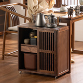 黑胡桃木茶水柜烧水壶一体家用泡茶台茶室煮茶移动侧柜客厅茶几柜
