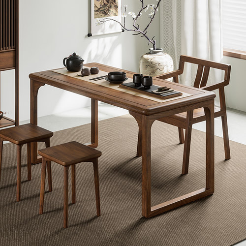 茶桌胡桃木实木新中式家用茶台