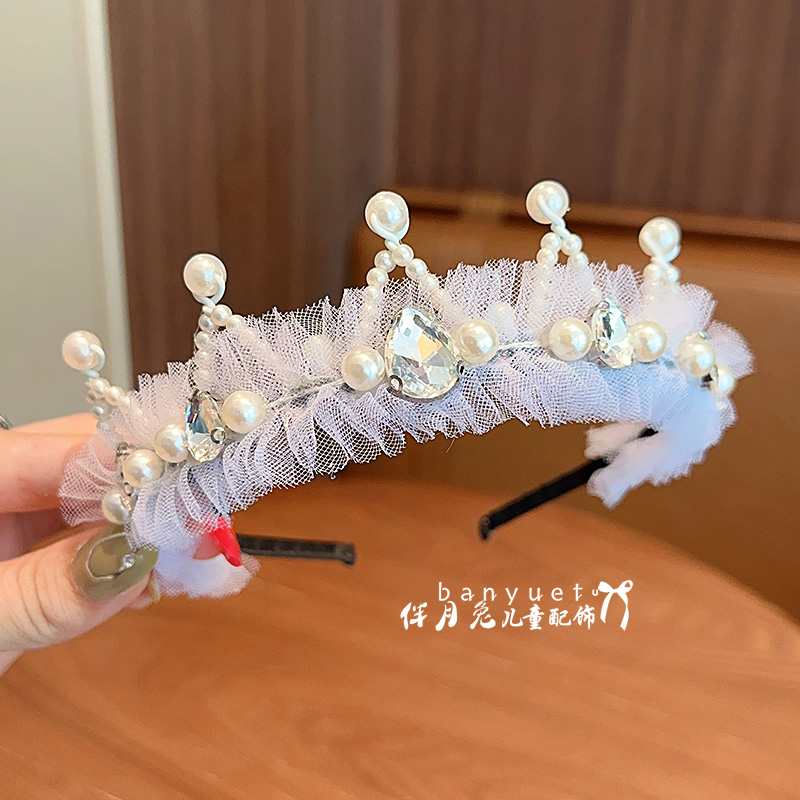 女童褶皱网纱发卡发箍百搭