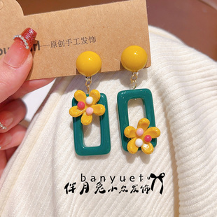 可愛(ài)花朵撞色耳環(huán)韓系甜美小清新輕奢免打孔耳夾無(wú)耳洞無(wú)痛耳飾