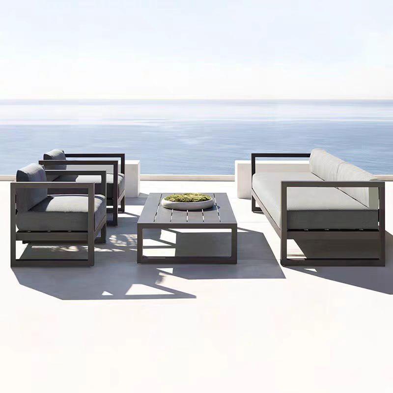 户外休闲沙发酒店售楼部别墅花园庭院室外防水防晒不锈钢沙发茶几