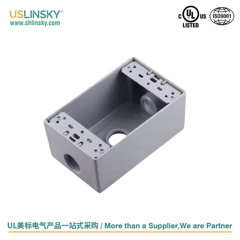 灵天Linsky美标UL电源插座铝制铸铁底盒118型明装插座开关接线盒