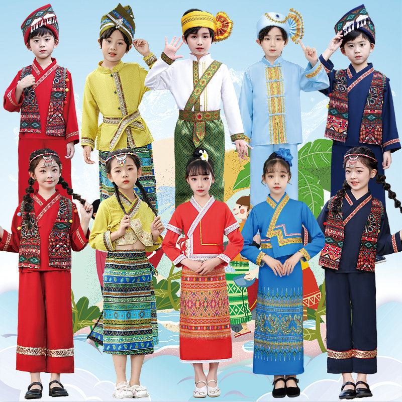 速发傣族服装儿南男2024新服套装双版纳款装云童泼水节衣服民族服
