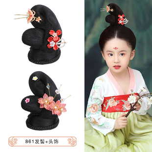 速发儿童舞蹈演出造型假发敦煌古天发髻古装服汉发包飞风仙气头饰